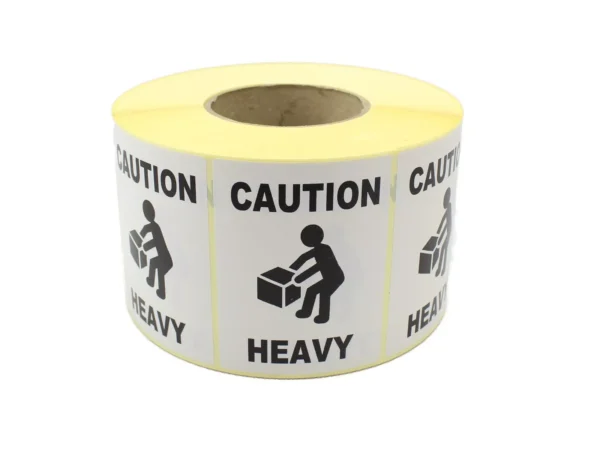 Caution Heavy Warning Labels Stickers – 100mm x 75mm, 500 Per Roll ...