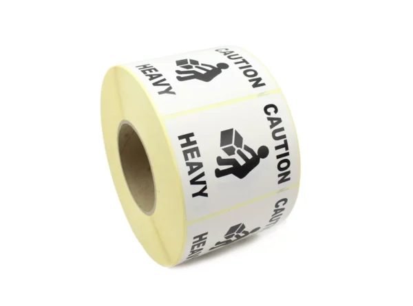 Caution Heavy Warning Labels Stickers – 100mm x 75mm, 500 Per Roll ...